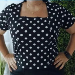 Cropped Malha Canelada Black White Polka Dot TAMANHO G E G2