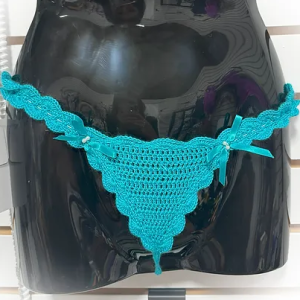 Crochet Thongs Turquois Ribbons Bows