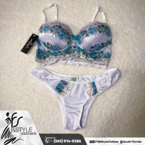 Grey + Turquoise + Black Lace Lingerie 2-piece Set Piece Price: U$ 27,00  Size L