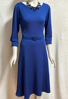 Helf Dress Size S Half Sleeve Cobalt Blue Solid Color