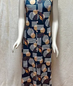 Long Dress Size L Deep Blue Green + Multicolor Spaghetti Straps