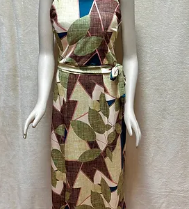 Long Dress Size L Geometric Pattern Multicolor Earth Tones Sleeveless