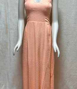 Long Dress Unique size Maxi Dress Textured Peach Solid Color Sleeveless