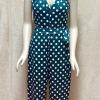 Overalls Size L Jumpsuit Deep Sea Green Polka Dots Sleeveless