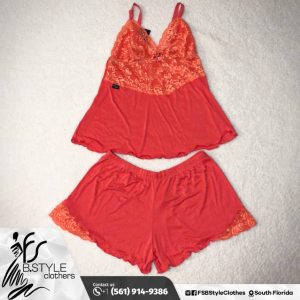 Pajama Set Lace Lingerie Sleepwear 2-Piece Cami Shorts V-Neck Nightwear Piece Price: U$ 25,00 Size L