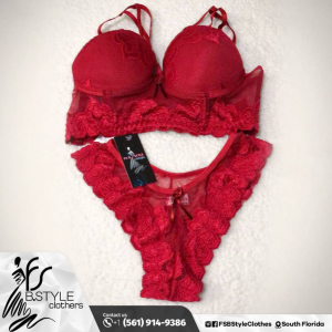 Red Lace 2-Piece Lingerie Set Piece Price: U$ 40,00