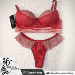 Red + Peach Lace 2-Piece Lingerie Set Piece price: U$ 29,00