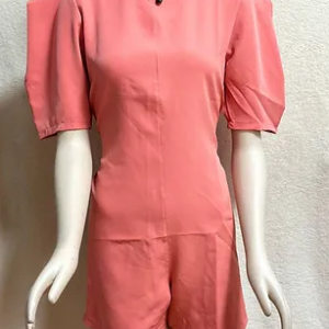 Set Matching Shorts + Shirt Coral Solid Color Size M