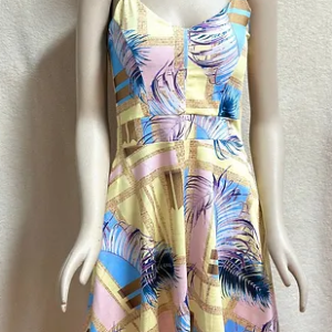 Sleeveless Dress Size L Tropical Print Multicolor