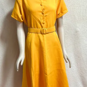 Dress Size L Yellow Solid Color