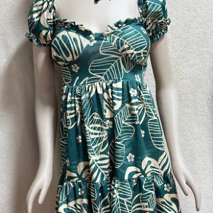 Frilly Dress Size único Deep Sea Green Tropical Print Size único