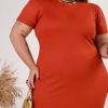 Vestido Canelado Solid Color Burnt Orange TAMANHO G