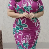 Vestido Malha Canelada Purple Green White Floral Sizes: E, G, G1, G2