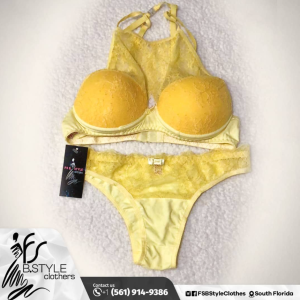 Yellow Halter Lace 2-Piece Lingerie Set Piece price: U$ 29,00