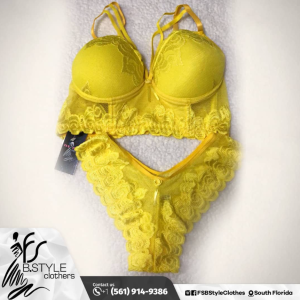 Yellow Lace 2-Piece Lingerie Set