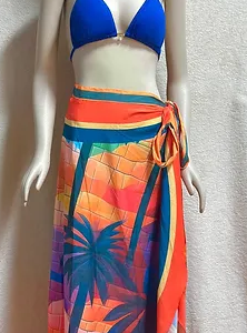 Skirt for all Occasions Blue + Orange Tropical Size M