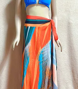 Skirt for all Occasions Blue+ Orange Abstract Pattern Size M